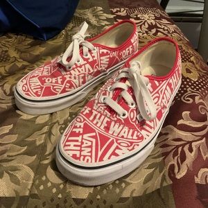 Vans Red and White Logo Print
